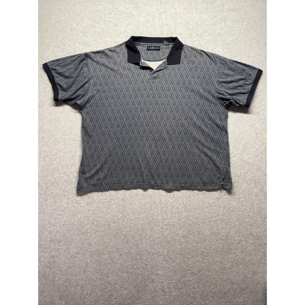 Chereskin Mens XXL Blue Textured Cotton Polo Shirt Short Sleeve Ribbed Collar